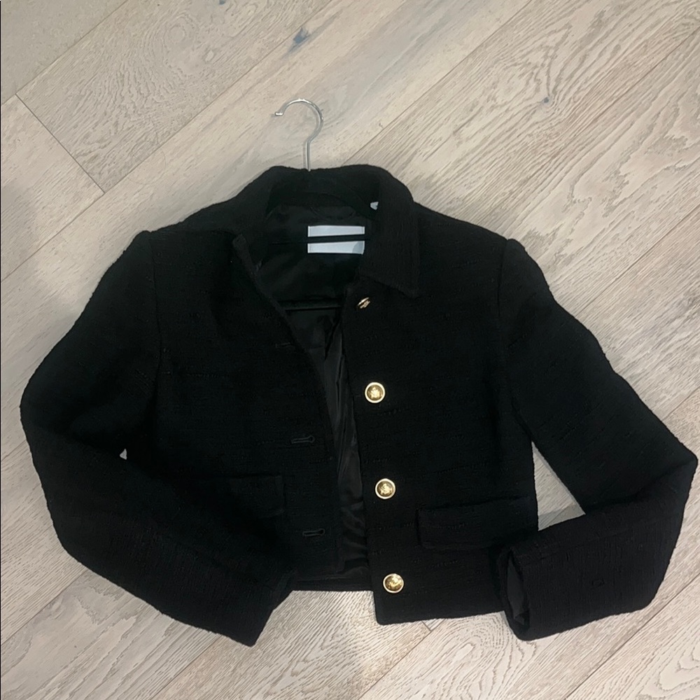 Black Aritzia Jacket with Gold Buttons
